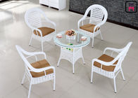 4 Seater Outdoor Restaurant Tables With Rattan Metal Frame D80* H72 Cm