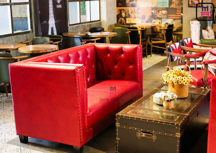 red leather booth