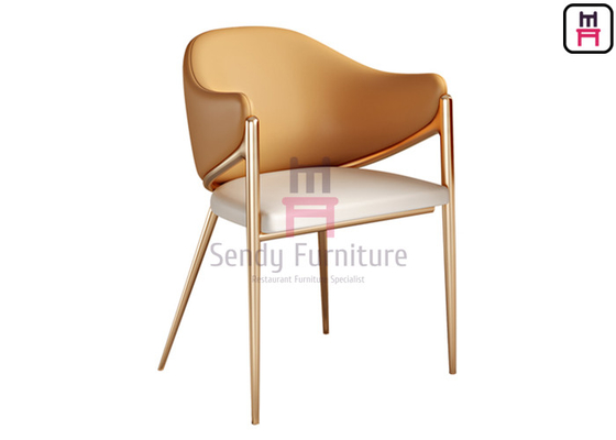 Beli Warna Oranye Kursi Restoran Stainless Steel Emas Kulit Eco Dilapisi Dengan Sandaran Tangan online manufacture