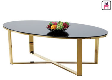 Beli Tempered Glass / Oval Rectangular Marble Coffee Table X Bentuk Dasar Stainless Steel online manufacture