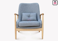 Oak Wood Blue Restaurant Sofa Chair Nordic Modern Type 66 * 69 * 84 Cm