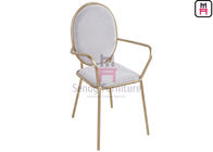 Luxury Round Back Stainless Steel Restaurant Chairs Velvet Arm With SS Frame