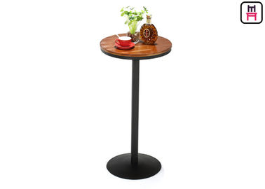 22 '' Diameter Putaran Restaurant Bar Tabel Dasar Logam Kayu Solid Untuk Dua - Empat Orang