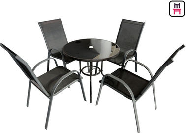 Coffee Shop Outdoor Restaurant Tabel Textilene Garden Furniture Dengan Lengan Kursi