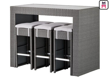 4-8 Orang Bar Tinggi Set Dining Luar Ruangan, Outdoor Bar Stools Dan Set Meja