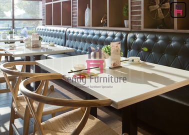 Kulit Restaurant Sofa Set Makanan Cepat Saji Hotel Booth Sofa Dekorasi Tombol Berlian