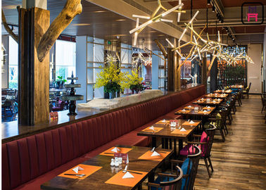 Garis Lurus Kulit Restaurant Dinding Bangku Tempat Duduk Custom Ukuran / Warna Booth Sofa