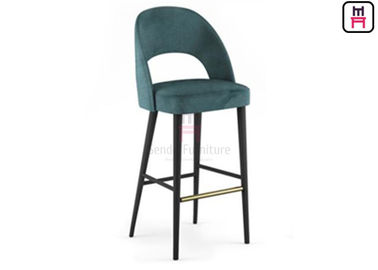 Luxury Velvet Restaurant Bar Stools Buka Kembali Bahan Kayu Untuk Rumah
