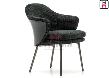 Black Metal Frame Restaurant Dining Chair Kulit / Kain Berlapis Tahan Lama