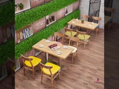 Kursi Makan Kayu Klasik Melengkung Kembali Dengan Kursi Kulit Furnitur Dalam Ruangan Komersial