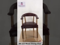 Kursi Kulit Pedesaan Dalam Ruangan Coklat / Kursi Makan Kayu Ek Kokoh Dengan Sandaran Tangan