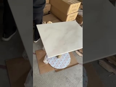 Meja Marmer Marmo Calacatta dengan Basis Stainless Steel Emas Disikat Untuk Restoran / Hotel