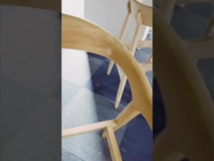 Kursi Makan Kayu Ash Berlapis Kulit Sandaran Melengkung Berpernis Hitam